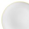 White with Gold Rim Organic Round Disposable Plastic Dinner Plates - 10.25" (120 Plates)